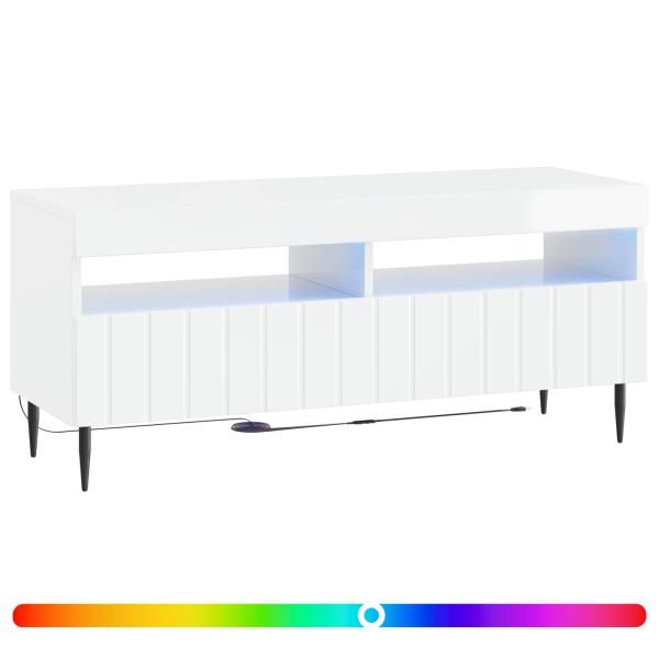 LED-TV-Schrank ZWOLLE 100 x 35 x 43 cm Hochglanz Weiß