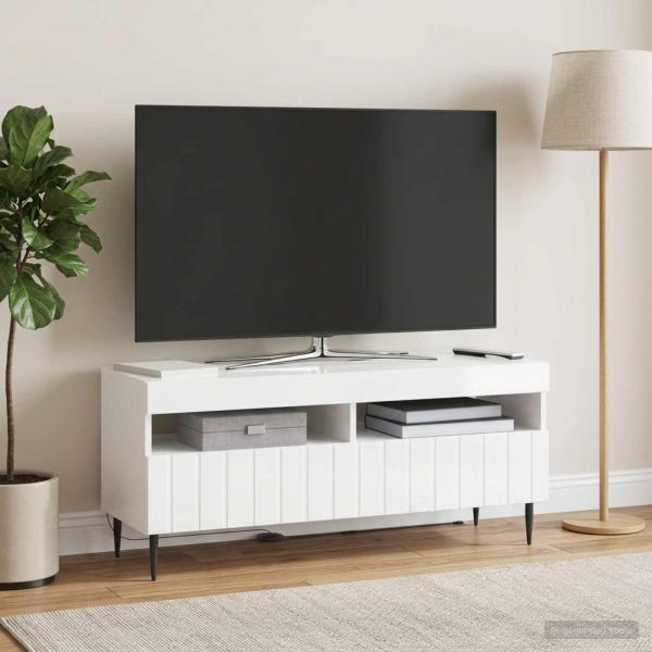LED-TV-Schrank ZWOLLE 100 x 35 x 43 cm Hochglanz Weiß