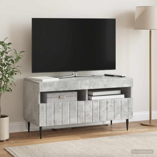 ARDEBO.de - LED-TV-Schrank ZWOLLE 81 x 35 x 43 cm Betongrau Holzwerkstoff