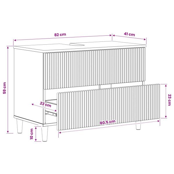Waschbeckenschrank ARNHEM Weiß 82 x 41 x 59 cm Holzwerkstoff