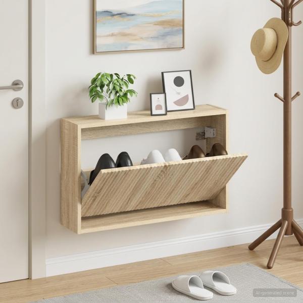 ARDEBO.de - Wandmontierter Schuhschrank ARNHEM 71 x 17 x 43 cm Sonoma-Eiche