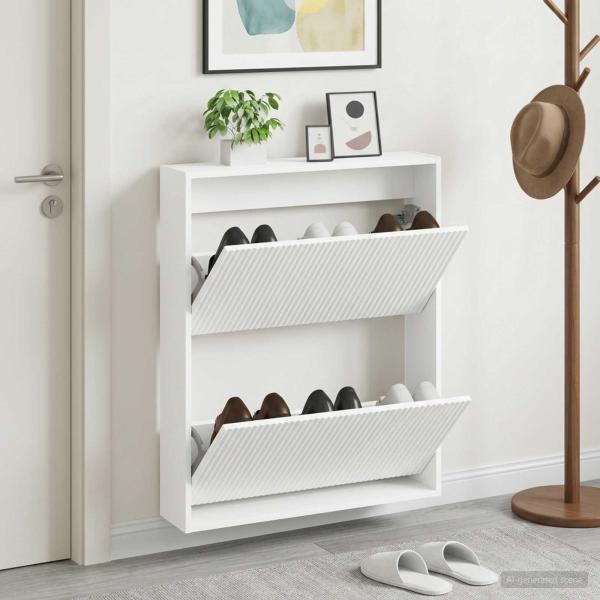 ARDEBO.de - Wandmontierter Schuhschrank ARNHEM 71 x 17 x 86 cm Weiß
