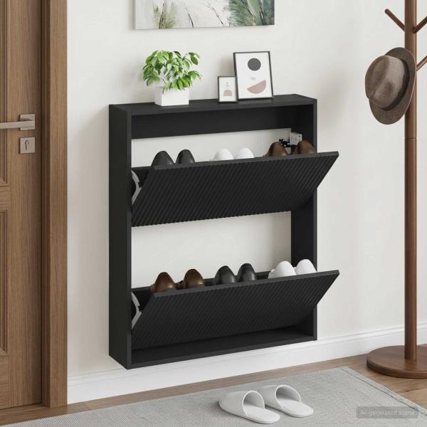 ARDEBO.de - Wandmontierter Schuhschrank ARNHEM 71 x 17 x 86 cm Schwarz