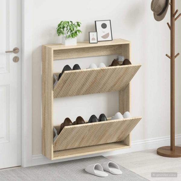 ARDEBO.de - Wandmontierter Schuhschrank ARNHEM 71 x 17 x 86 cm Sonoma-Eiche