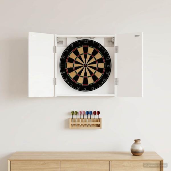 ARDEBO.de - Dartboard Schrank ARNHEM Wei? 52,5 x 10,5 x 53,5 cm