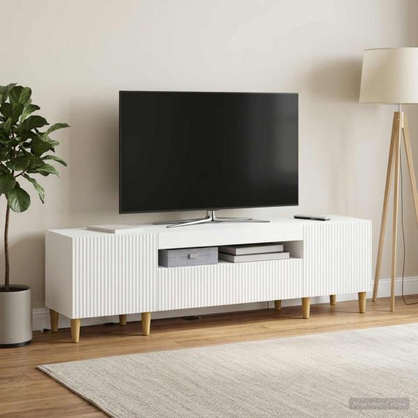 ARDEBO.de - LED-TV-Schrank ARNHEM 153 x 35 x 43 cm Weiß Holzwerkstoff