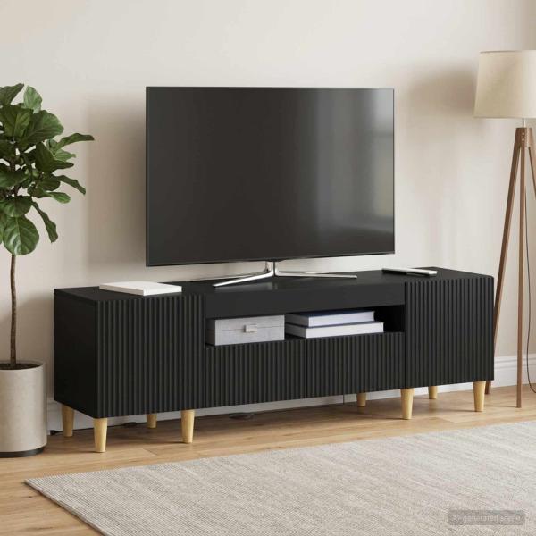 ARDEBO.de - LED-TV-Schrank ARNHEM 153 x 35 x 43 cm Schwarz Holzwerkstoff