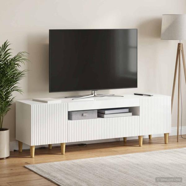ARDEBO.de - LED-TV-Schrank ARNHEM 153 x 35 x 43 cm Hochglanz Weiß