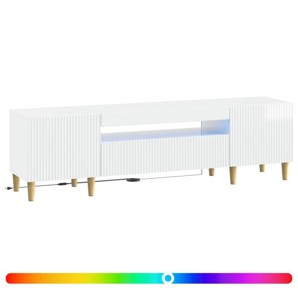 LED-TV-Schrank ARNHEM 153 x 35 x 43 cm Hochglanz Weiß