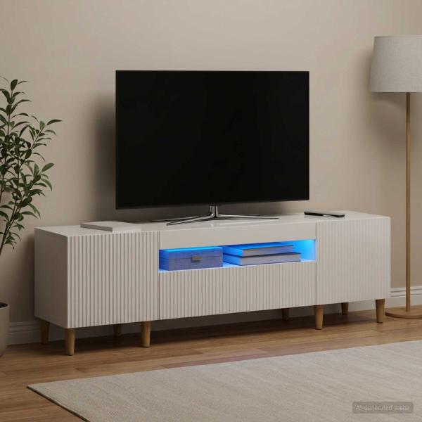 LED-TV-Schrank ARNHEM 153 x 35 x 43 cm Hochglanz Weiß