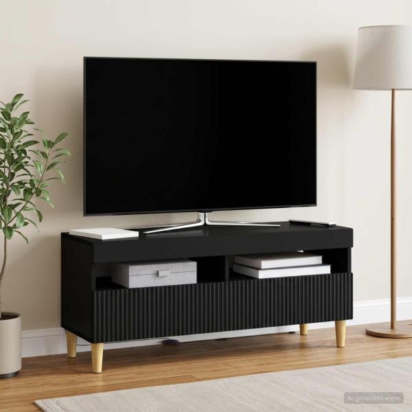 ARDEBO.de - LED-TV-Schrank ARNHEM 100 x 35 x 43 cm Schwarz Holzwerkstoff