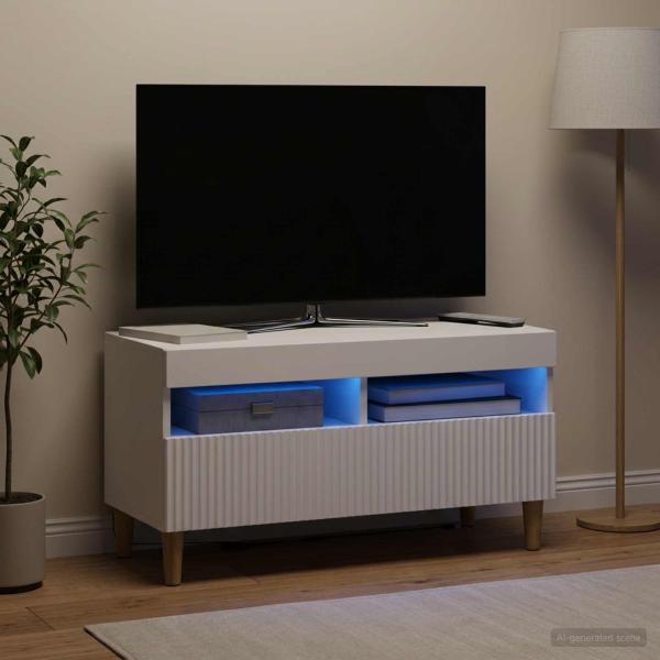 ARDEBO.de - LED-TV-Schrank ARNHEM 81 x 35 x 43 cm Weiß Holzwerkstoff