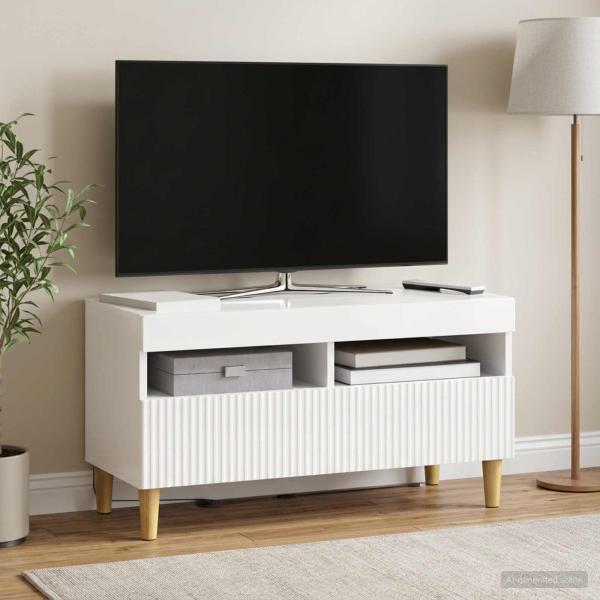 ARDEBO.de - LED-TV-Schrank ARNHEM 81 x 35 x 43 cm Hochglanz Weiß