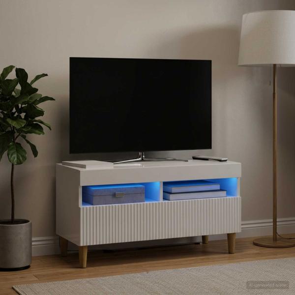 LED-TV-Schrank ARNHEM 81 x 35 x 43 cm Hochglanz Weiß
