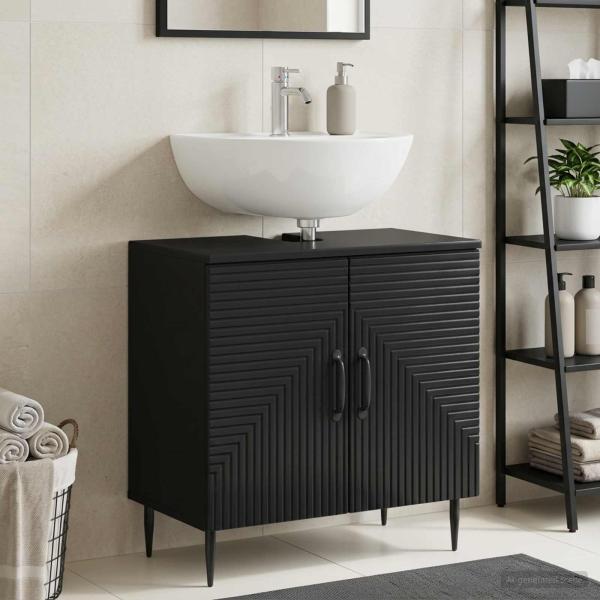 ARDEBO.de - Waschbeckenschrank HAARLEM Schwarz 59,5 x 31,5 x 59 cm