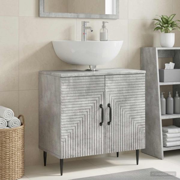 ARDEBO.de - Waschbeckenschrank HAARLEM Betongrau 59,5 x 31,5 x 59 cm