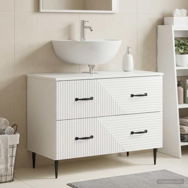 ARDEBO.de - Waschbeckenschrank HAARLEM Hochglanz Weiß 82 x 41 x 58,5 cm