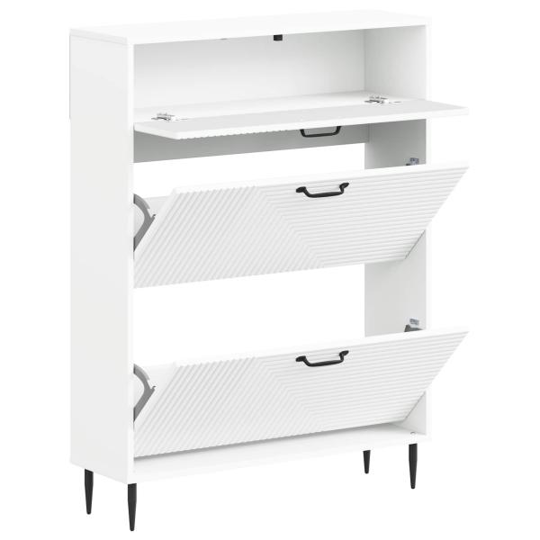 Schuhschrank HAARLEM 78 x 24 x 103 cm Holzwerkstoff Weiß