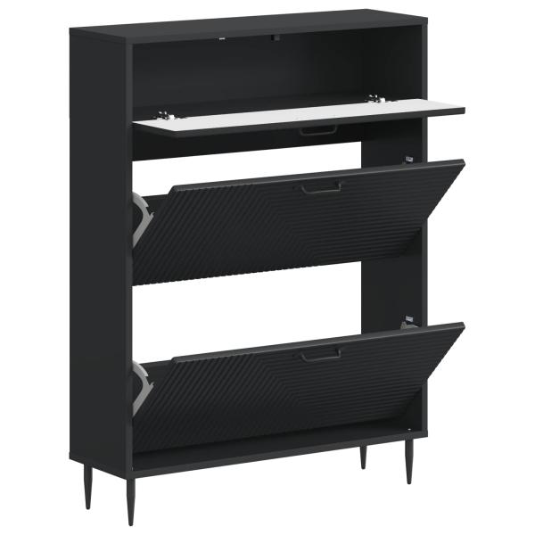 Schuhschrank HAARLEM 78 x 24 x 103 cm Holzwerkstoff Schwarz