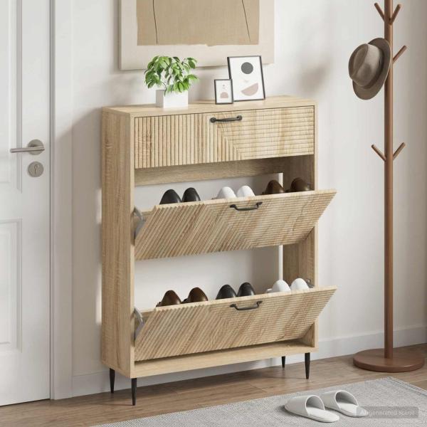 ARDEBO.de - Schuhschrank HAARLEM 78 x 24 x 103 cm Holzwerkstoff