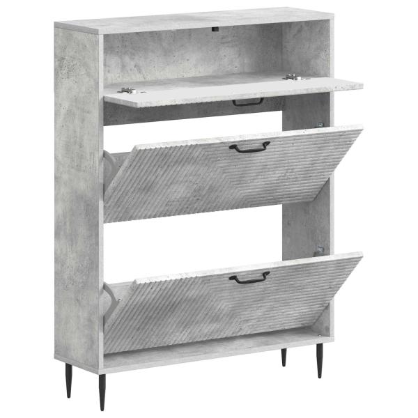 Schuhschrank HAARLEM 78 x 24 x 103 cm Holzwerkstoff Betongrau