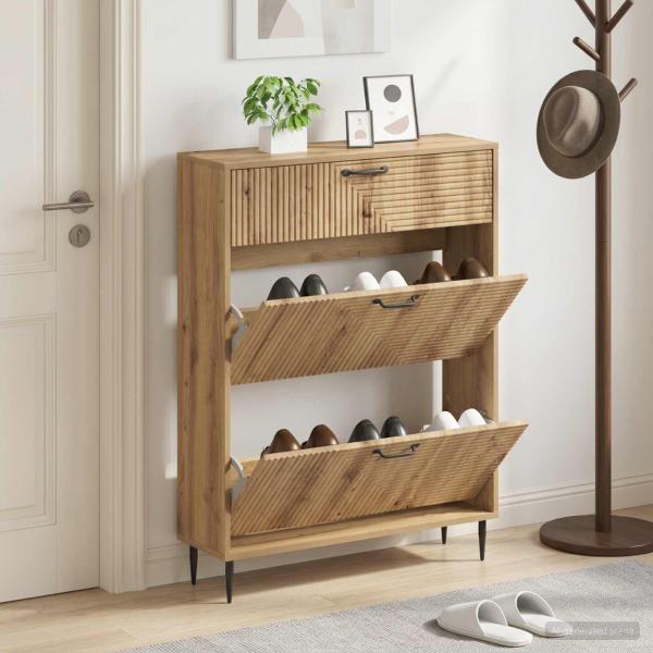 ARDEBO.de - Schuhschrank HAARLEM 78 x 24 x 103 cm Holzwerkstoff