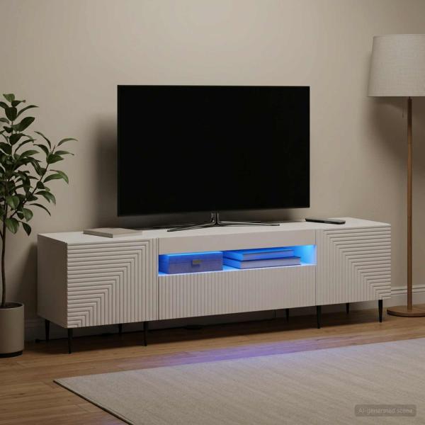 LED-TV-Schrank HAARLEM 153 x 35 x 43 cm Weiß Holzwerkstoff