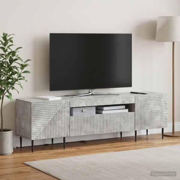 LED-TV-Schrank HAARLEM 153 x 35 x 43 cm Betongrau Holzwerkstoff