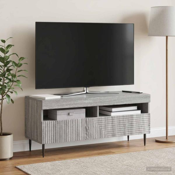 ARDEBO.de - LED-TV-Schrank HAARLEM 100 x 35 x 43 cm Sonoma-Grau