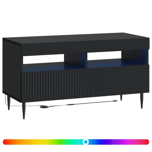 LED-TV-Schrank HAARLEM 81 x 35 x 43 cm Schwarz Holzwerkstoff