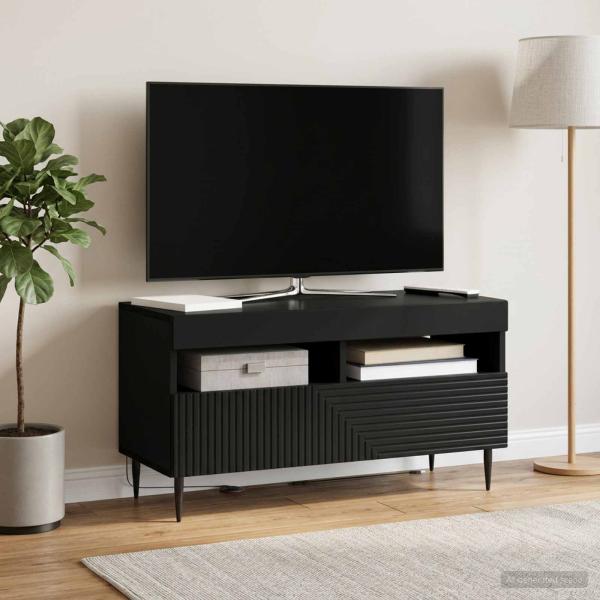 LED-TV-Schrank HAARLEM 81 x 35 x 43 cm Schwarz Holzwerkstoff