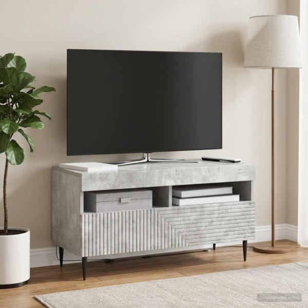 ARDEBO.de - LED-TV-Schrank HAARLEM 81 x 35 x 43 cm Betongrau Holzwerkstoff