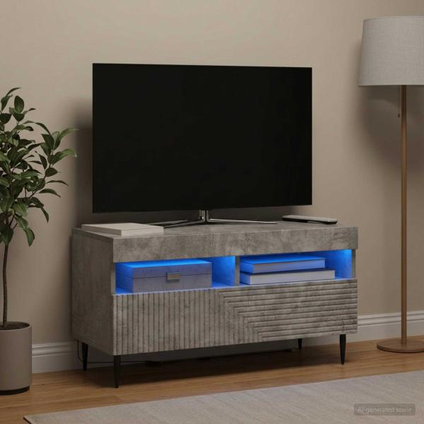 LED-TV-Schrank HAARLEM 81 x 35 x 43 cm Betongrau Holzwerkstoff