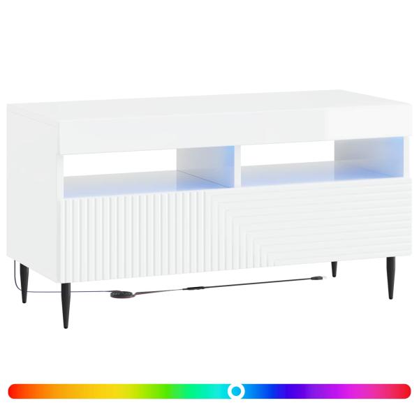 LED-TV-Schrank HAARLEM 81 x 35 x 43 cm Hochglanz Weiß