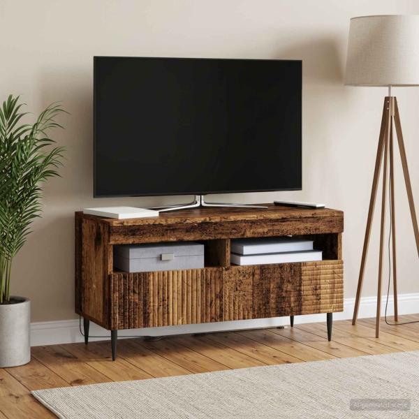 ARDEBO.de - LED-TV-Schrank HAARLEM 81 x 35 x 43 cm Altholz Holzwerkstoff