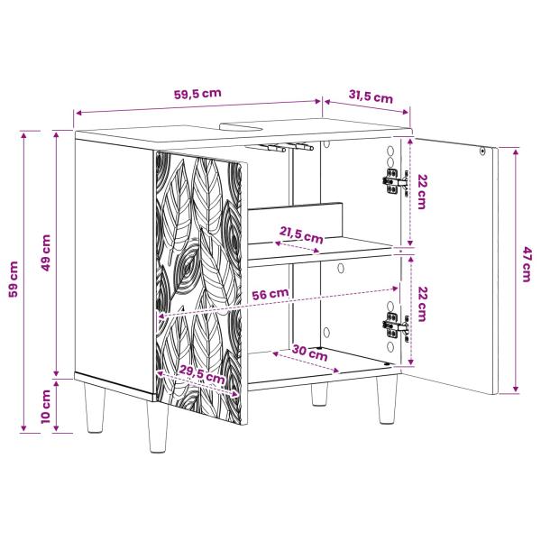 Waschbeckenschrank DELFT Artisan-Eiche 59,5 x 31,5 x 59 cm