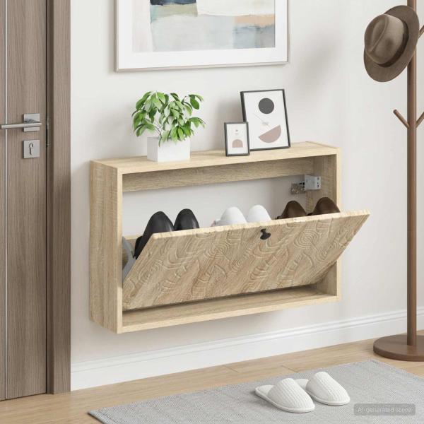 ARDEBO.de - Wandmontierter Schuhschrank DELFT 71 x 17 x 43 cm Holzwerkstoff