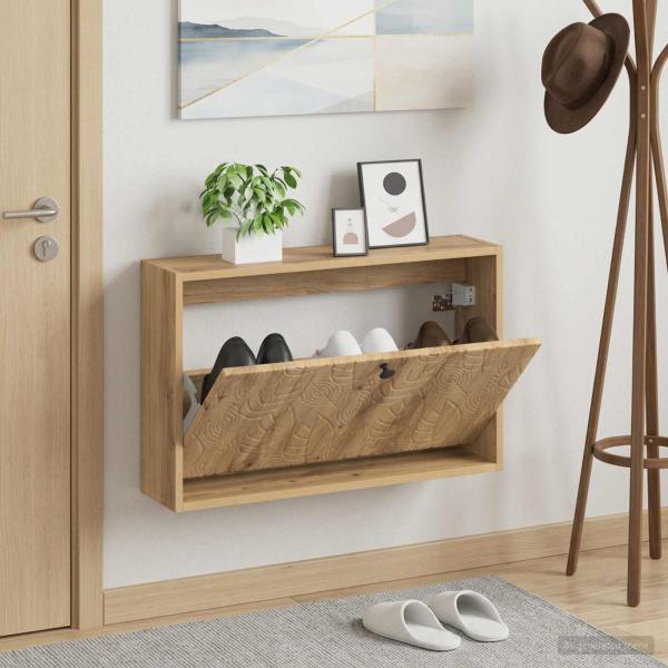 ARDEBO.de - Wandmontierter Schuhschrank DELFT 71 x 17 x 43 cm Holzwerkstoff