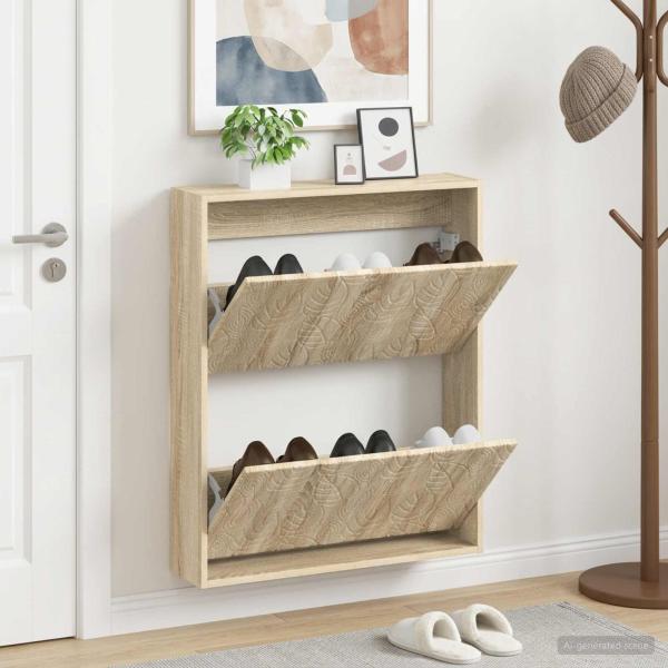 ARDEBO.de - Wandmontierter Schuhschrank DELFT 71 x 17 x 86 cm Holzwerkstoff