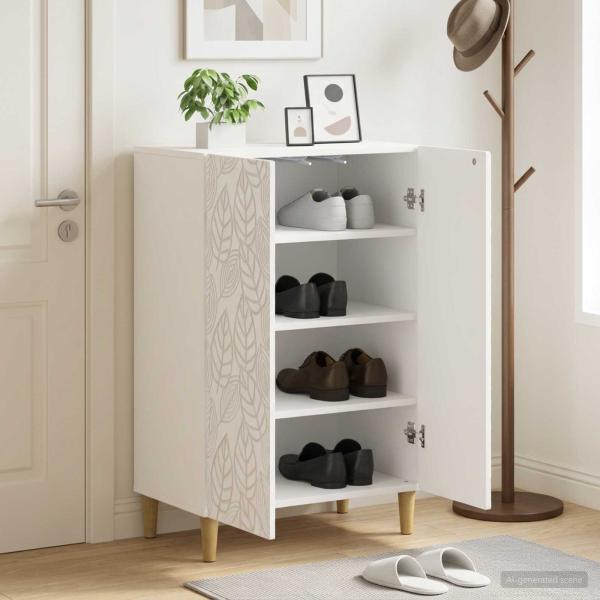 ARDEBO.de - Schuhschrank DELFT 59,5 x 39,5 x 90 cm Holzwerkstoff Weiß
