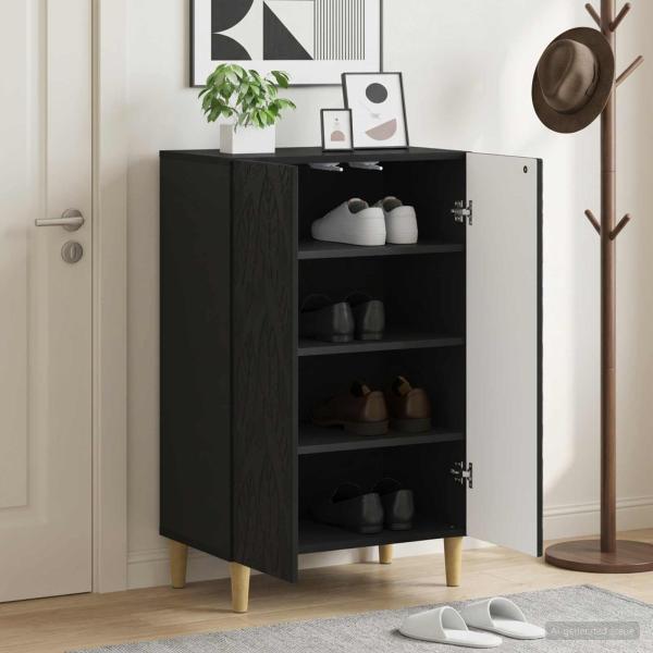 ARDEBO.de - Schuhschrank DELFT 59,5 x 39,5 x 90 cm Holzwerkstoff Schwarz