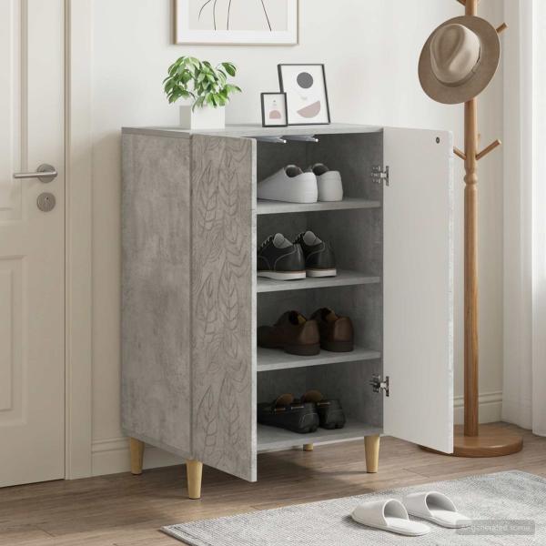 ARDEBO.de - Schuhschrank DELFT 59,5 x 39,5 x 90 cm Holzwerkstoff Betongrau