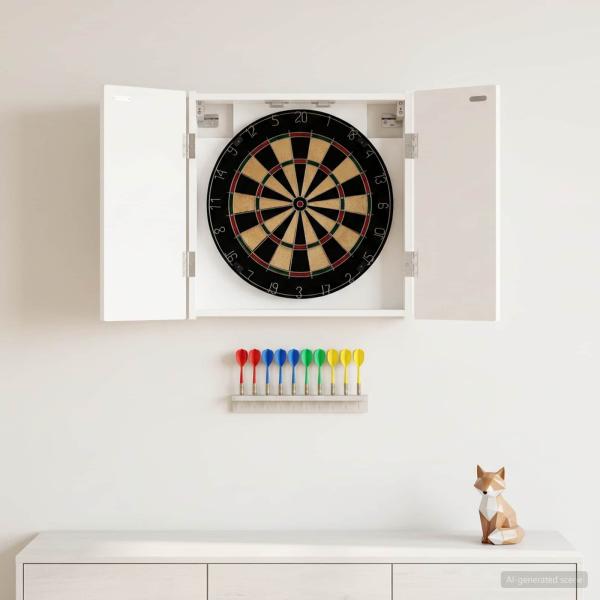 ARDEBO.de - Dartboard Schrank DELFT Hochglanz Wei? 52,5 x 10,5 x 53,5 cm