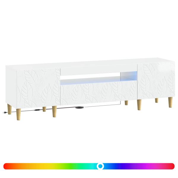 LED-TV-Schrank DELFT 153 x 35 x 43 cm Hochglanz Weiß