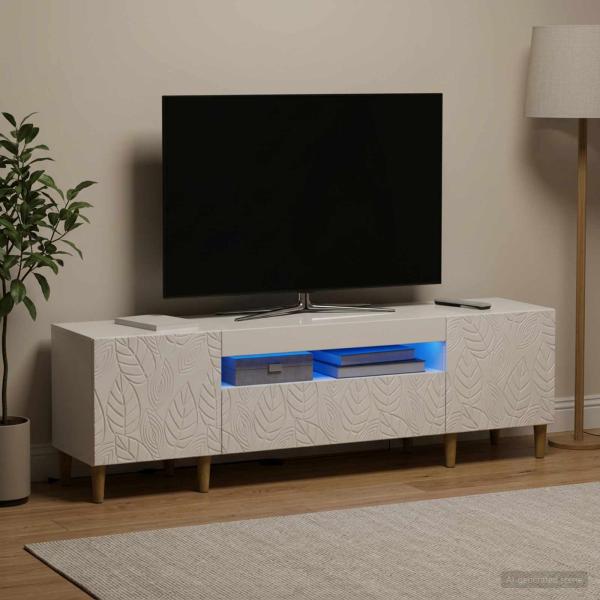 LED-TV-Schrank DELFT 153 x 35 x 43 cm Hochglanz Weiß