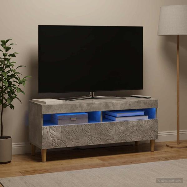 ARDEBO.de - LED-TV-Schrank Betongrau Holzwerkstoff
