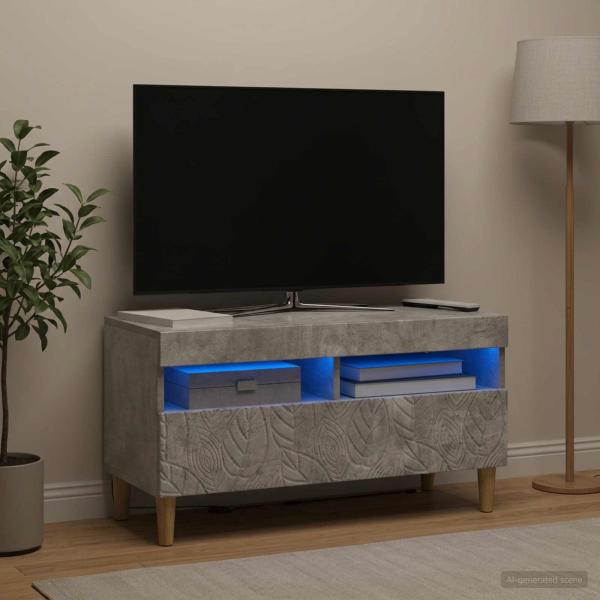 ARDEBO.de - LED-TV-Schrank Betongrau Holzwerkstoff