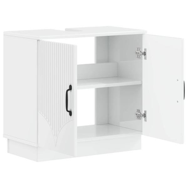 Waschbeckenschrank HOORN Hochglanz Weiß 59,5 x 31,5 x 56 cm