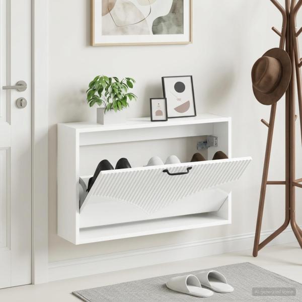 ARDEBO.de - Wandmontierter Schuhschrank HOORN 71 x 17 x 43 cm Holzwerkstoff