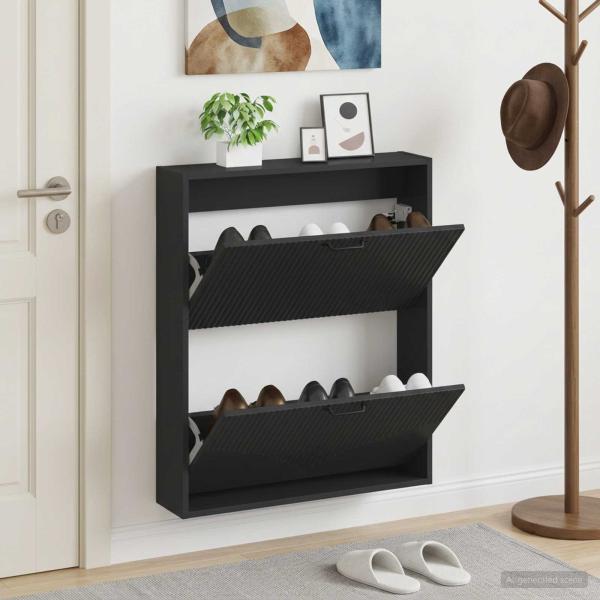 ARDEBO.de - Wandmontierter Schuhschrank HOORN 71 x 17 x 86 cm Holzwerkstoff
